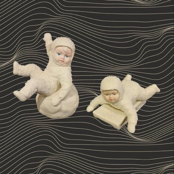 Snowbabies “Don't Fall Off & Hold On Tight" Dept 56 #7956 & #79685 2 Retired - Picture 2 of 13